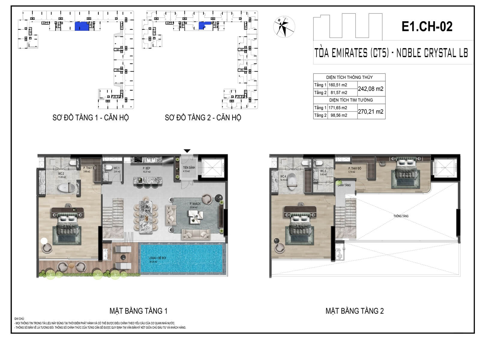 thiết kế căn hộ E1.CH02 dự án noble crystal long biên