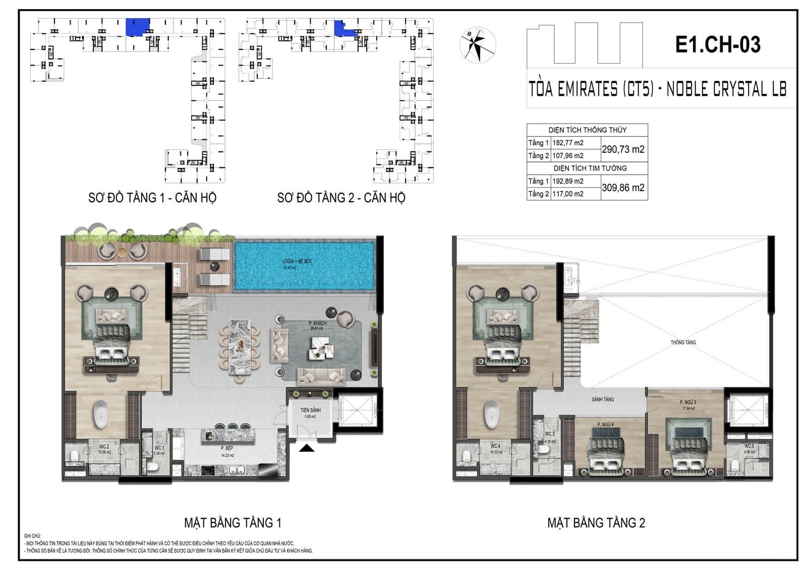 thiết kế căn hộ E1.CH03 dự án noble crystal long biên